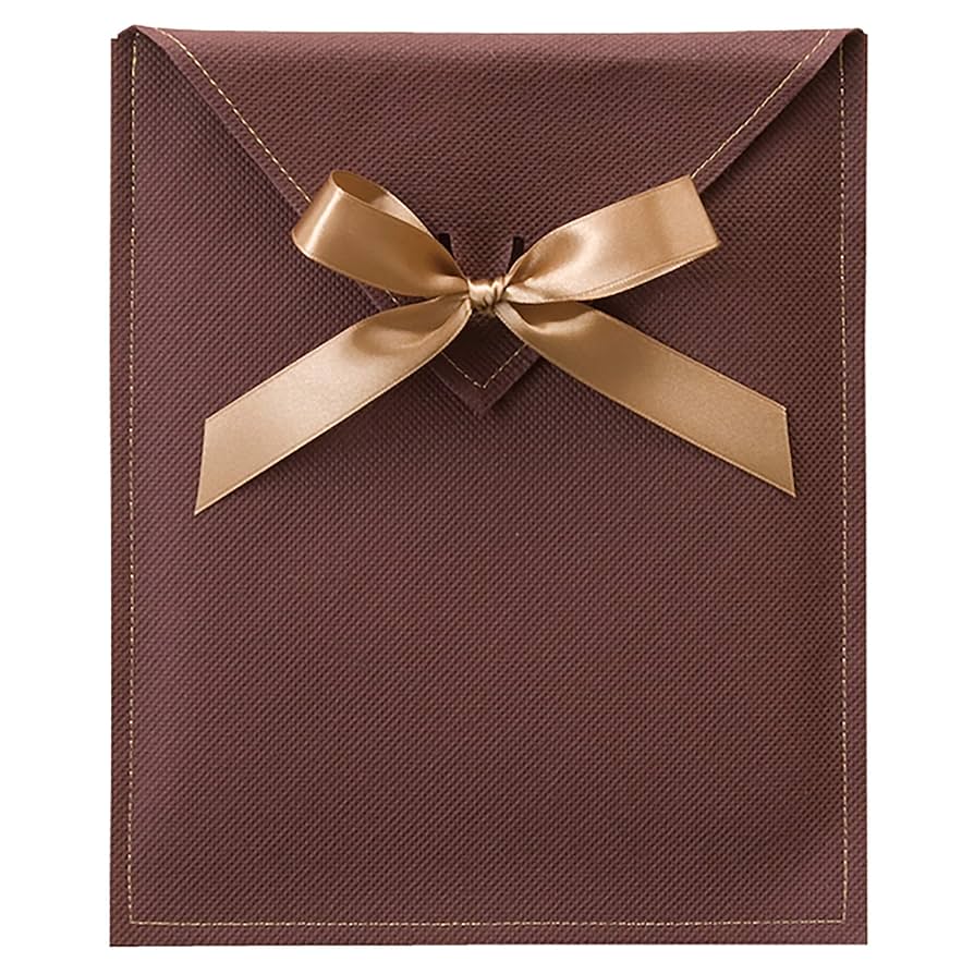 ラッピング 袋 - L - リボン付き の ギフト袋 ブラウン 不織布リボン付ギフトバッグ-L／ブラウン(W510×H760 ブラウン